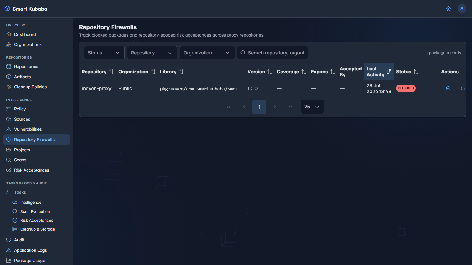 Smart Kubaba Repository Firewall blocked package list